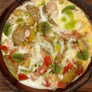 Запеченная семга с овощами и моцареллой